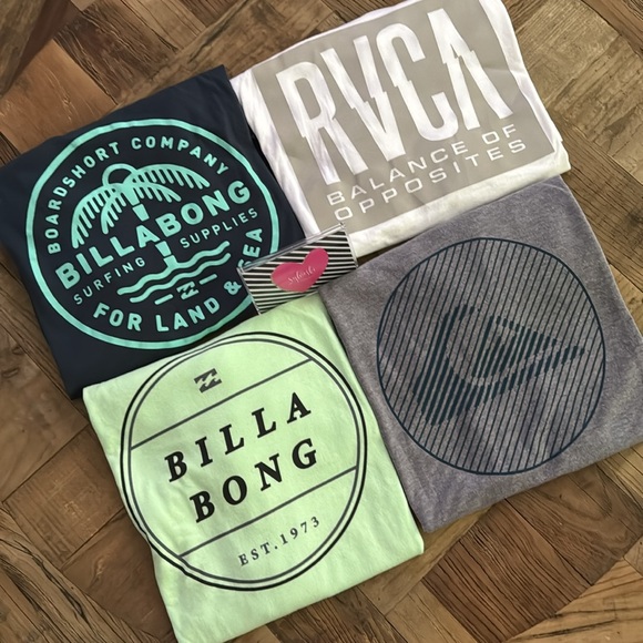 🔥BILLABONG RVCA & QUIKSILVER 4 T-SHIRT BUNDLE NEW WITH TAGS - Picture 2 of 7